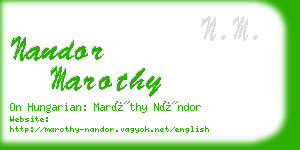 nandor marothy business card